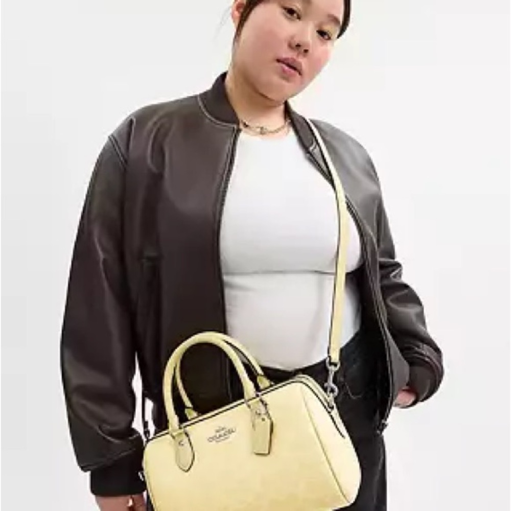 Coach Rowan Satchel Bag In Signature Canvas- Silver/Hay